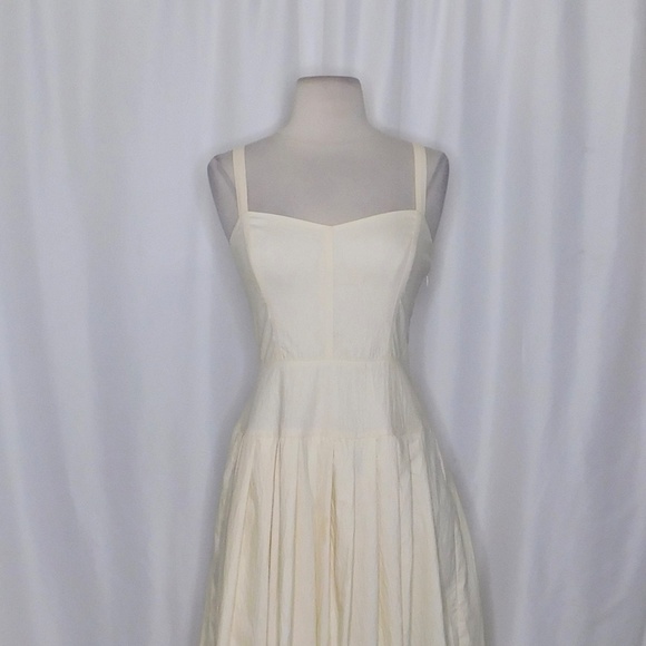 NWT!! J. CREW Pleated Drop-Waist Dress Crinkle Cotton Blend Natural Ivory Size 0 - Picture 4 of 15